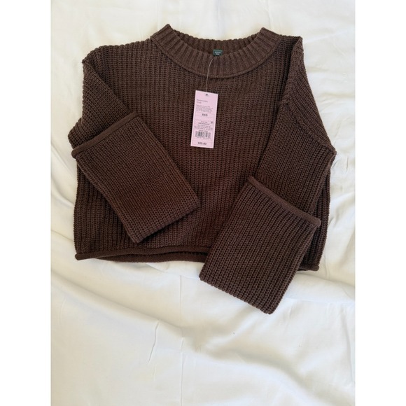 Wild Fable Dark Brown Cropped Knit Sweater XXS Long Sleeve - Picture 3 of 5